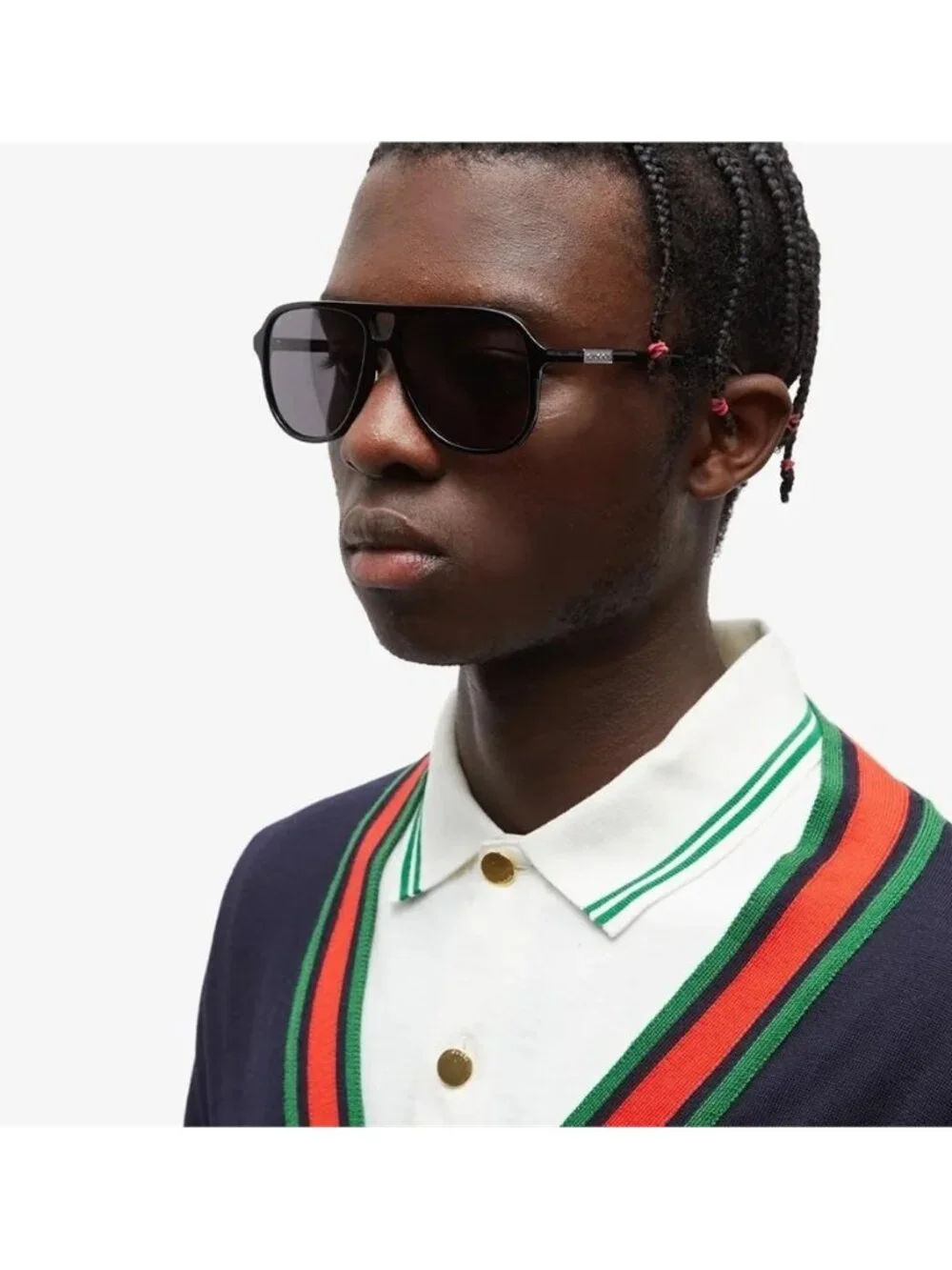 New- GUCCI GG1156S-001 57 Acetate Black-Grey Sunglasses